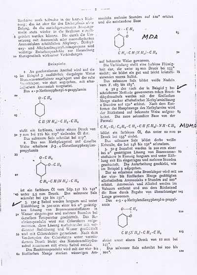 E. Merck in Darmstadt's 1914 patent covering MDMA